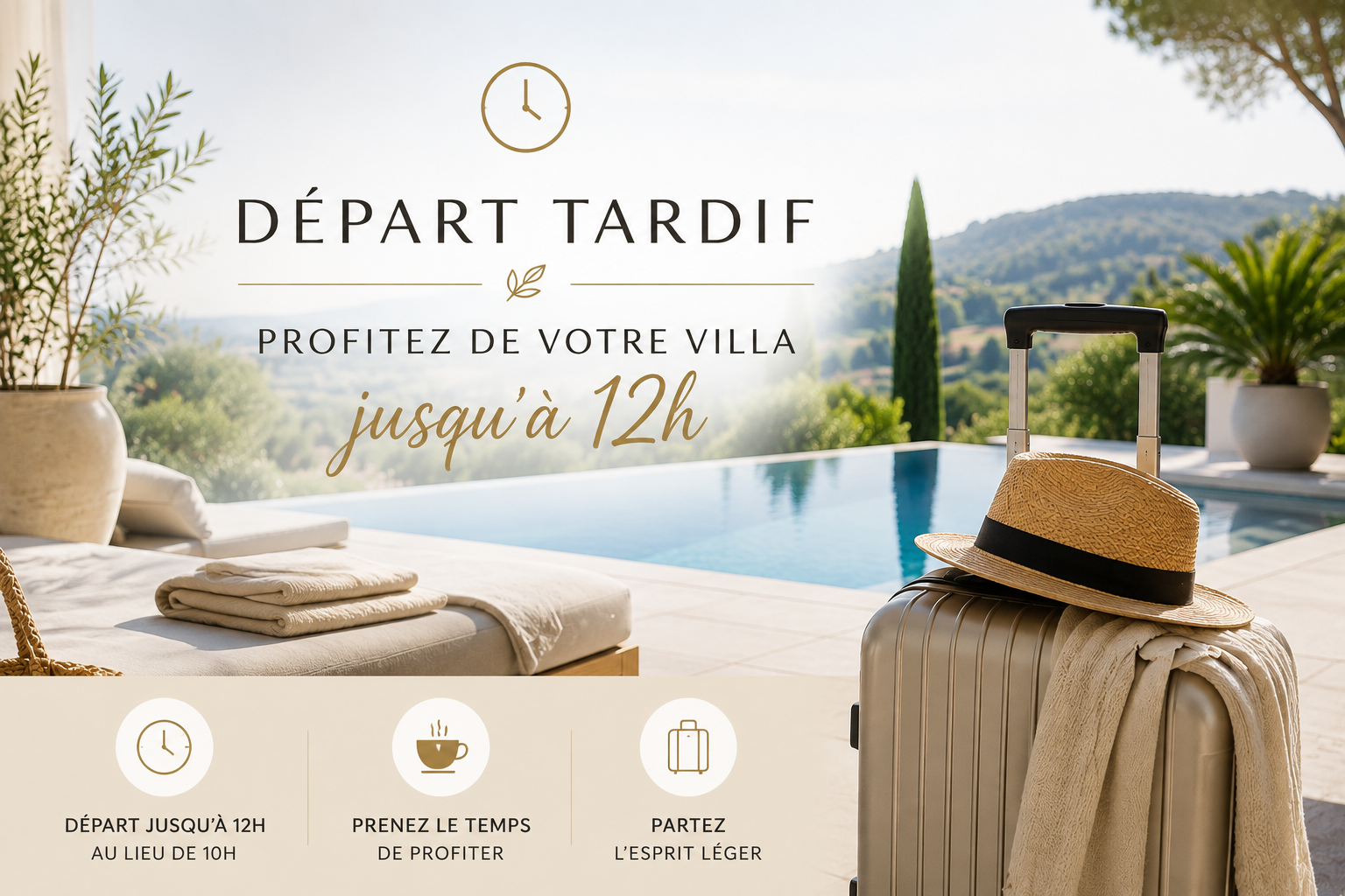Départ tardif - Profitez de votre villa jusqu'à 12h